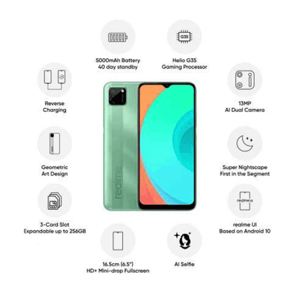 Realme C11 (2GB RAM 32GB Storage) Rich Green Refurbished - Image 9