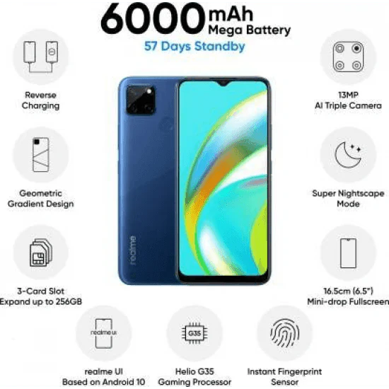 Realme C12 (Power Blue, 3GB RAM, 32GB Storage) Refurbished - Image 3
