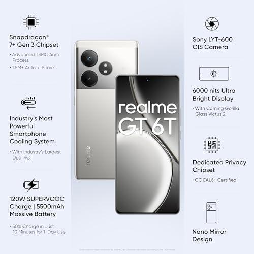 realme GT 6T 5G (Fluid Silver,8GB RAM+256GB Storage) Refurbished - Image 8