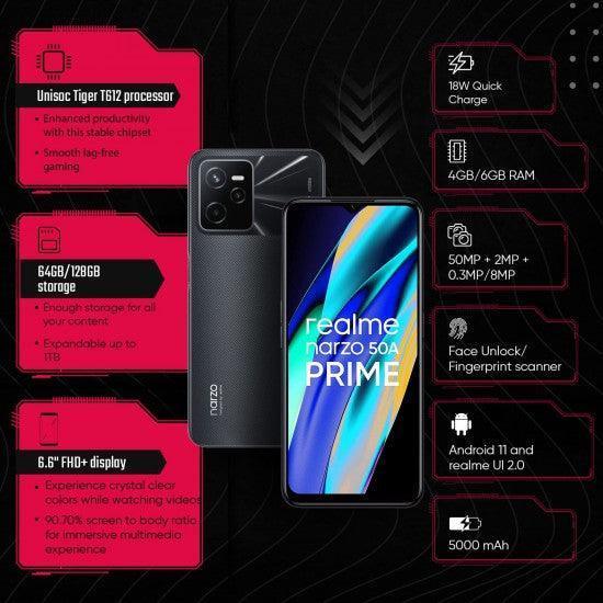 realme narzo 50A Prime (Flash Black, 4GB RAM+128GB Storage) Preowned - Image 2