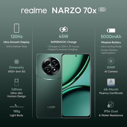 realme NARZO 70x 5G (Forest Green, 8GB RAM,128GB Storage) Refurbished - Image 5