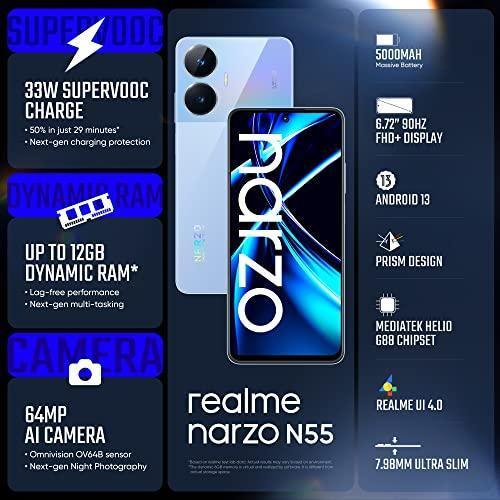 realme narzo N55 (Prime Blue, 4GB+64GB) 33W Segment Fastest Charging | Super High-res 64MP Primary AI Camera - Image 8