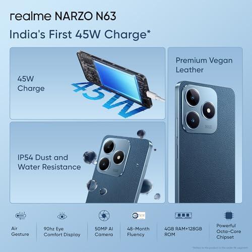 realme NARZO N63 (Leather Blue, 4GB RAM+128GB Storage) 45W Fast Charge | 5000mAh Durable Battery Preowned - Image 6