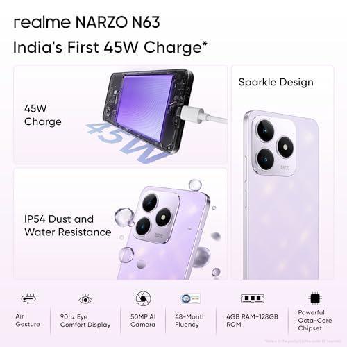 realme NARZO N63 (Twilight Purple,4GB RAM+64GB Storage) 45W Fast Charge Preowned - Image 6