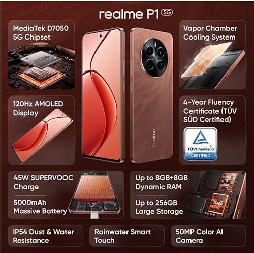 realme P1 5G (Phoenix Red, 8GB RAM, 256GB Storage) | Up to 6GB + 6GB Dynamic RAM Preowned - Image 7