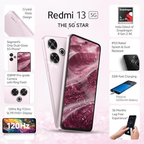 Redmi 13 5G, Orchid Pink, 6GB+128GB | India Debut SD 4 Gen 2 AE Refurbished - Image 9