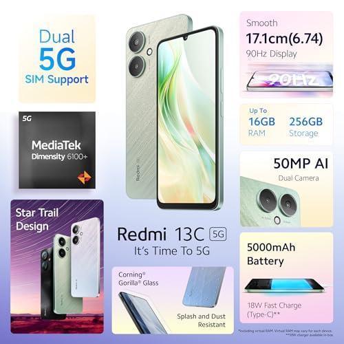 Redmi 13C 5G (Startrail Green, 8GB RAM, 256GB Storage) | MediaTek Dimensity 6100+ 5G | 90Hz Display - Image 6