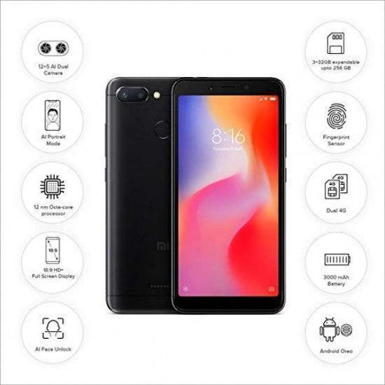 Redmi 6 (Black, 3GB RAM, 32GB Storage) Refurbished - Image 5