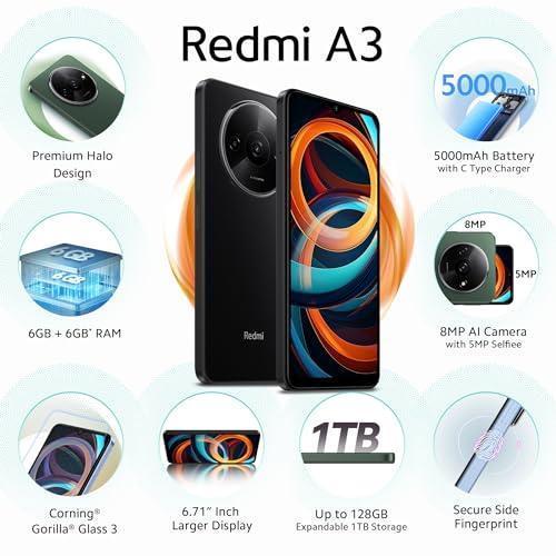 Redmi A3 (Midnight Black, 6GB RAM, 128GB Storage) Refurbished - Image 6