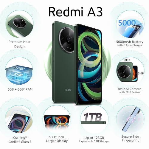 Redmi A3 (Olive Green, 6GB RAM, 128GB Storage) | Premium Halo Design | 90Hz Display - Image 6