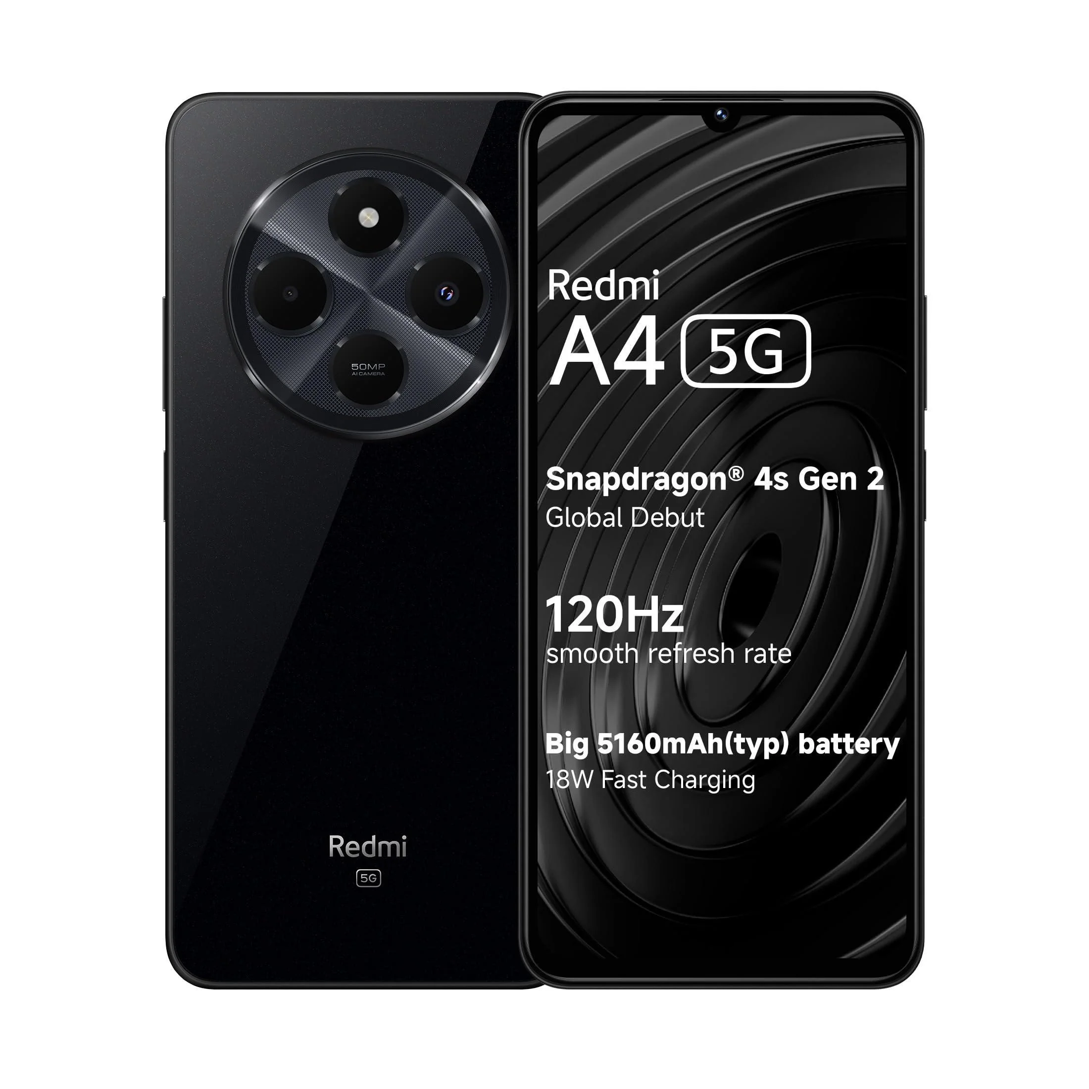 Redmi A4 5G (Starry Black, 4GB RAM, 64GB Storage) | Global Debut SD 4s Gen 2 Preowned