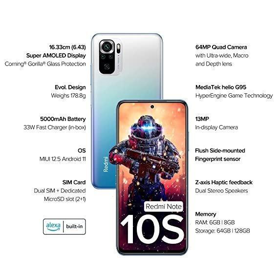 Redmi Note 10S 8/128 GB Deep SEa Blue Refurbished - Image 5