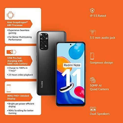 Redmi Note 11 (Space Black, 4GB RAM, 64GB Storage)|90Hz FHD+ AMOLED Display Refurbished - Image 8