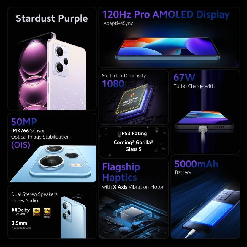 REDMI Note 12 Pro 5G (Stardust Purple, 128 GB) (6 GB RAM) Preowned - Image 5