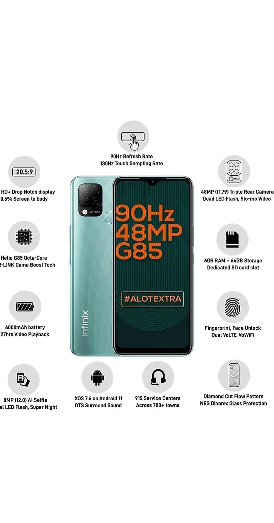 (Refurbished) Infinix Hot 10S Morandi Green 64 GB 6 GB RAM - Image 2