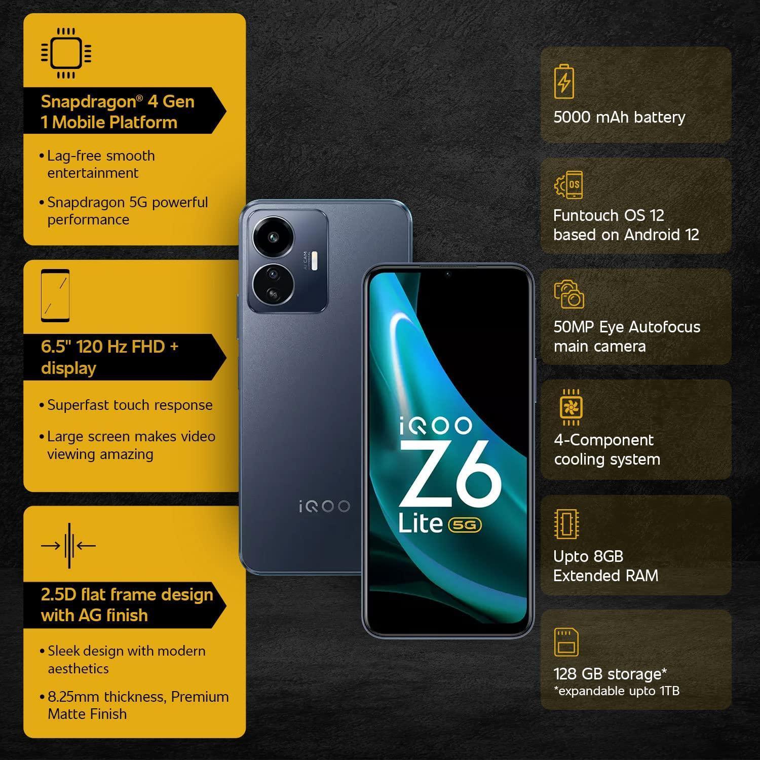 (Refurbished) iQOO Z6 Lite 5G (Mystic Night, 6GB RAM, 128GB Storage) - Image 2