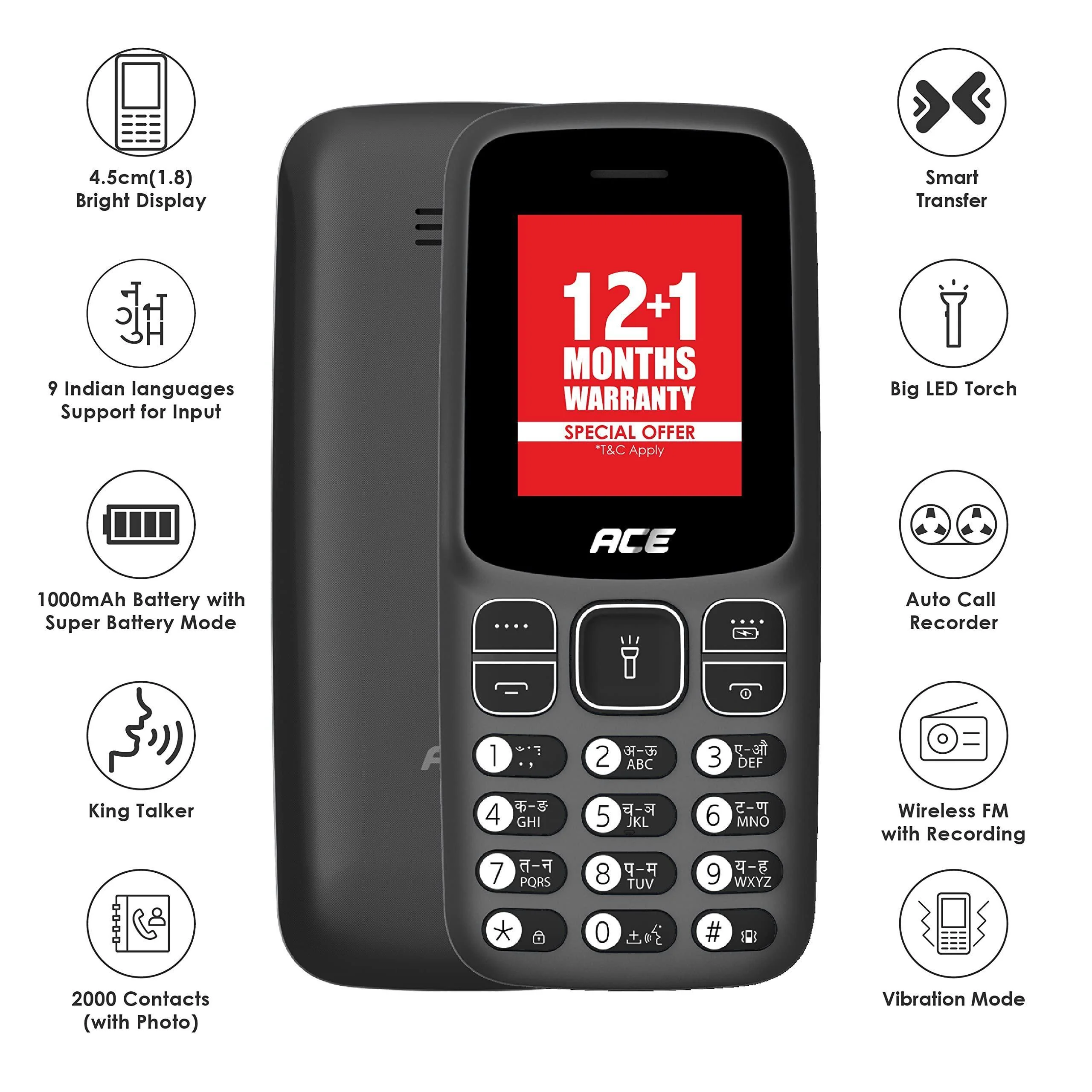 (Refurbished) itel Ace 2 (4.5cm, 1000mAh, Kingtalker)_Black - Image 7