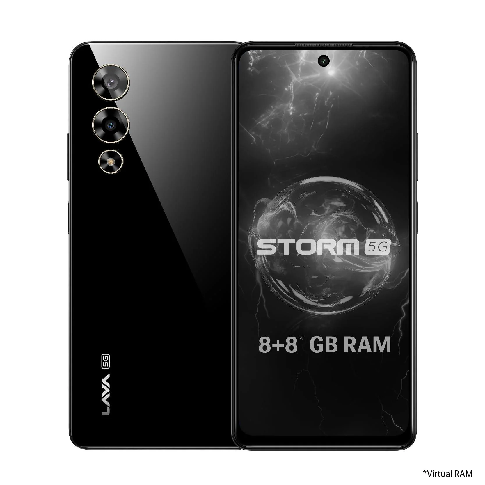(Refurbished) Lava Storm 5G (Thunder Black, 8GB RAM, 128GB ROM)|50MP+8MP Ultrawide Dual Camera