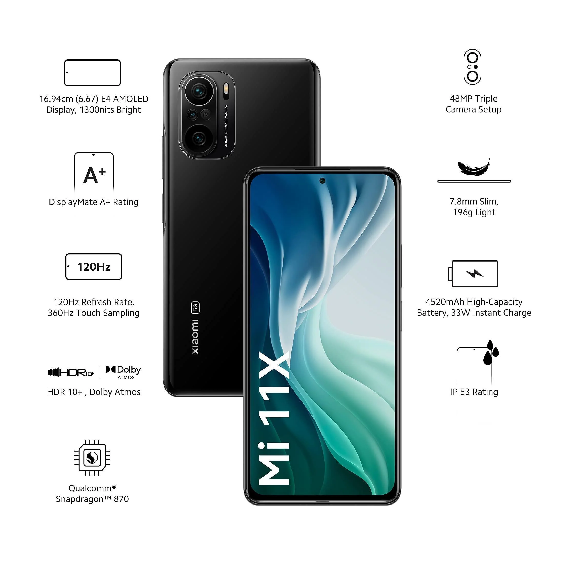 (Refurbished) Mi 11X 5G Cosmic Black 8GB RAM 128GB ROM | SD 870 | DisplayMate A+ rated E4 AMOLED - Image 6