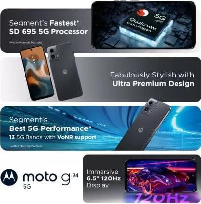 (Refurbished) Moto G34 5G Charcoal Black,128 GB ROM 4 GB RAM - Image 3