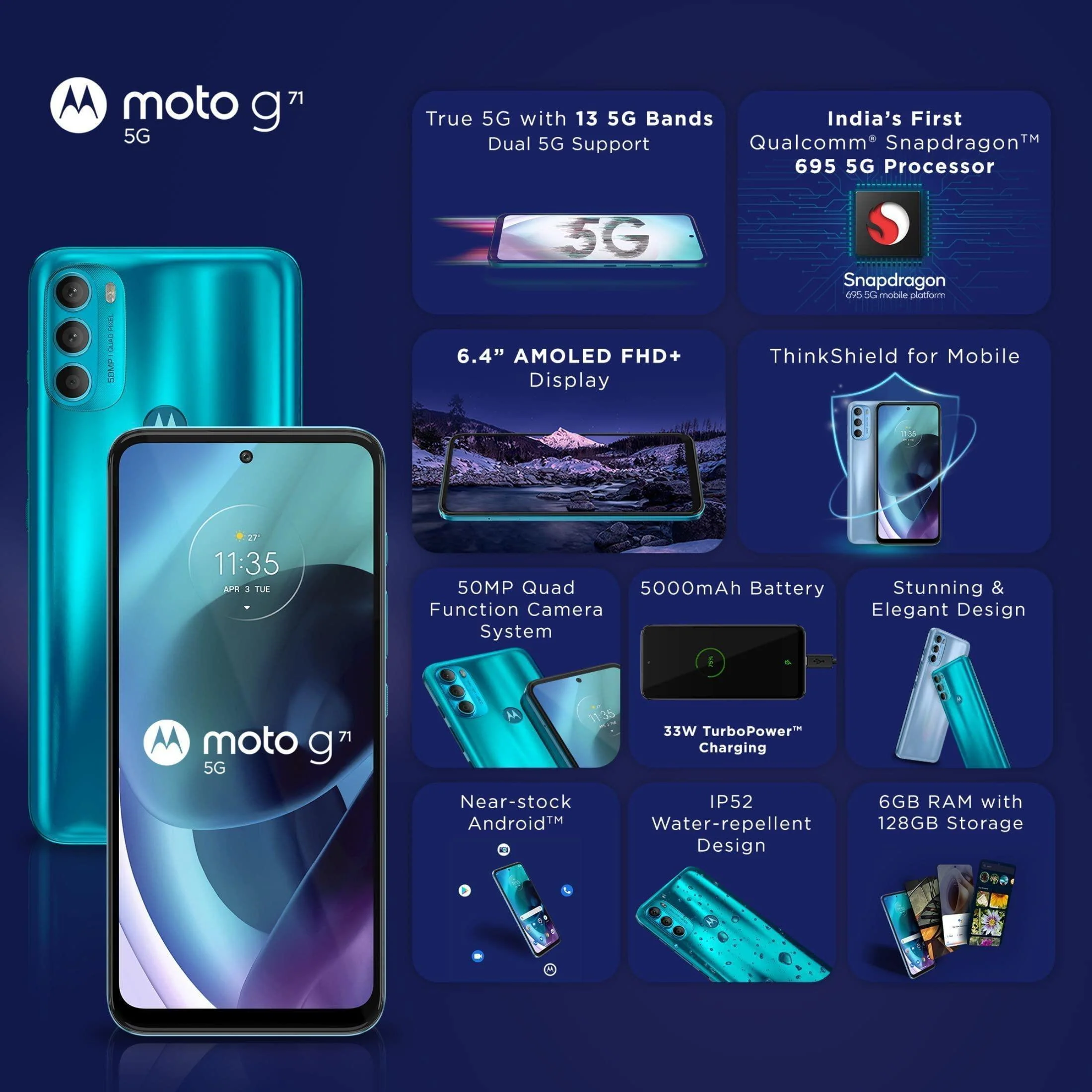 (Refurbished) Moto G71 5G (Neptune Green, 6GB RAM 128GB Storage) - Image 8