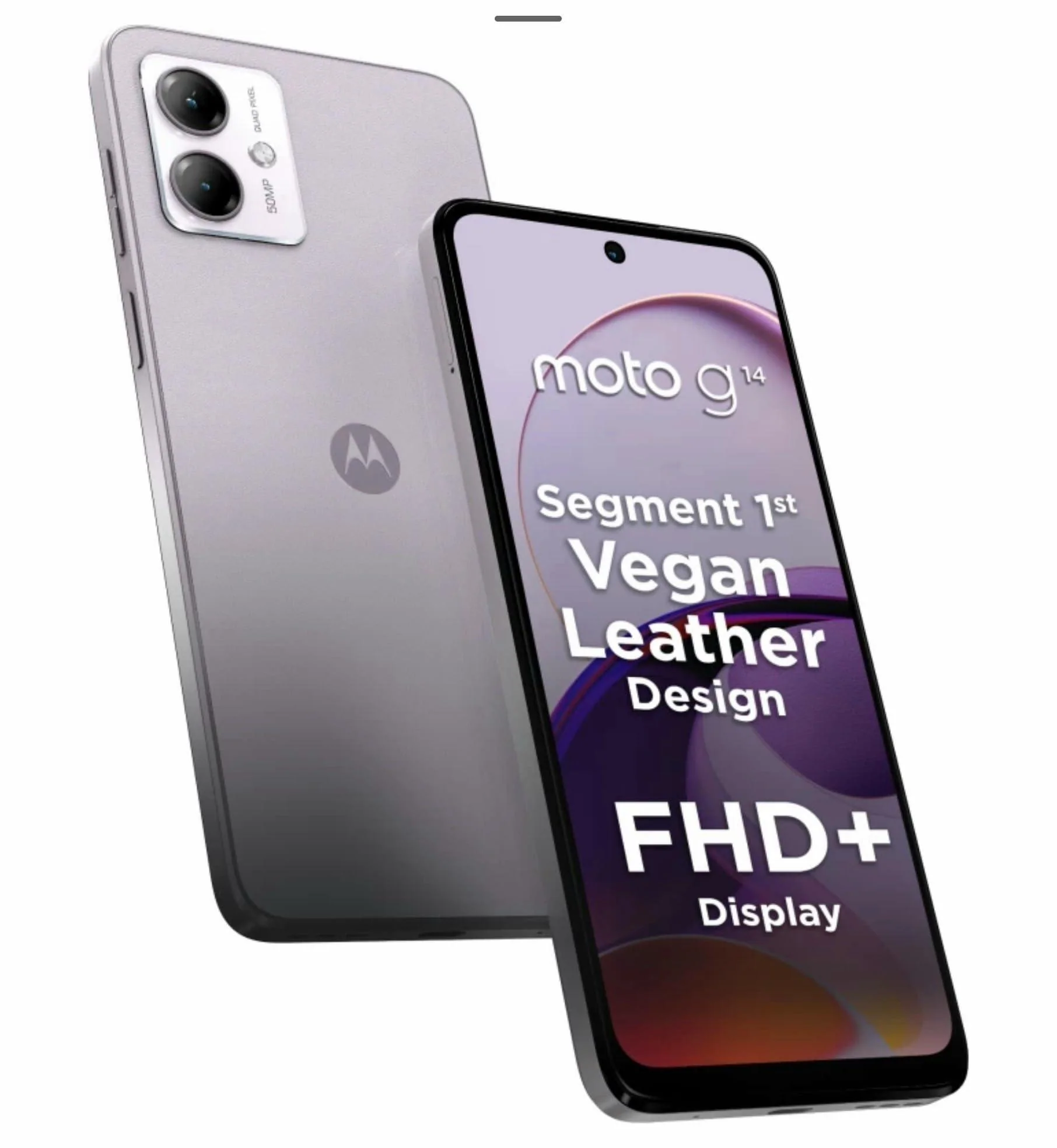 (Refurbished) Motorola G14 4G (Pale Lilac, 4GB RAM, 128GB Storage) | 6.5” ultrawide Full HD+ Display | 50MP + 2MP