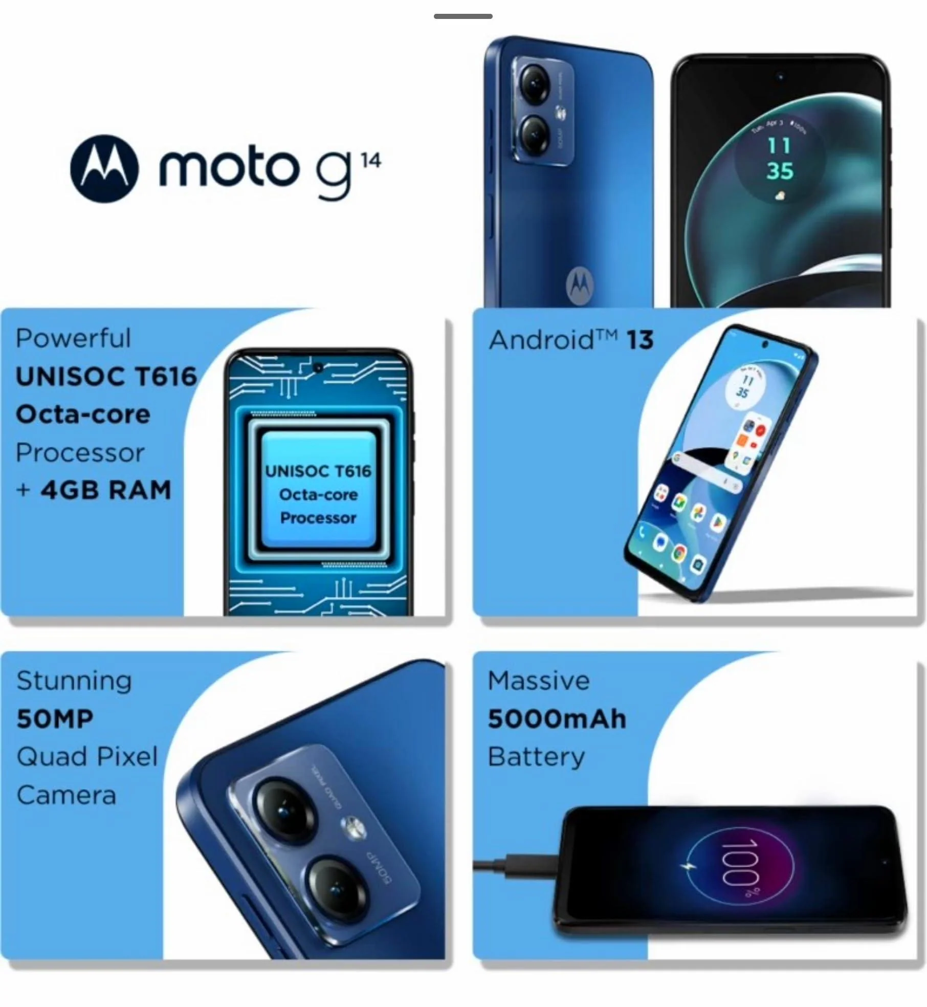 (Refurbished) Motorola G14 (Sky Blue, 4GB RAM, 128GB Storage) | Hatke Style, Hatke Entertainment - Image 5