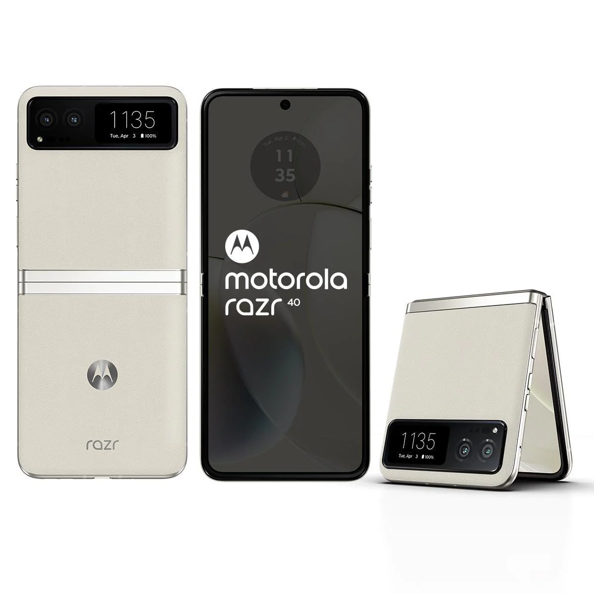 (Refurbished) Motorola razr 40 (Vanilla Cream, 8GB RAM, 256GB Storage) | External AMOLED Display | 6.9" AMOLED 144Hz Display | 64MP Main Camera | Android 13