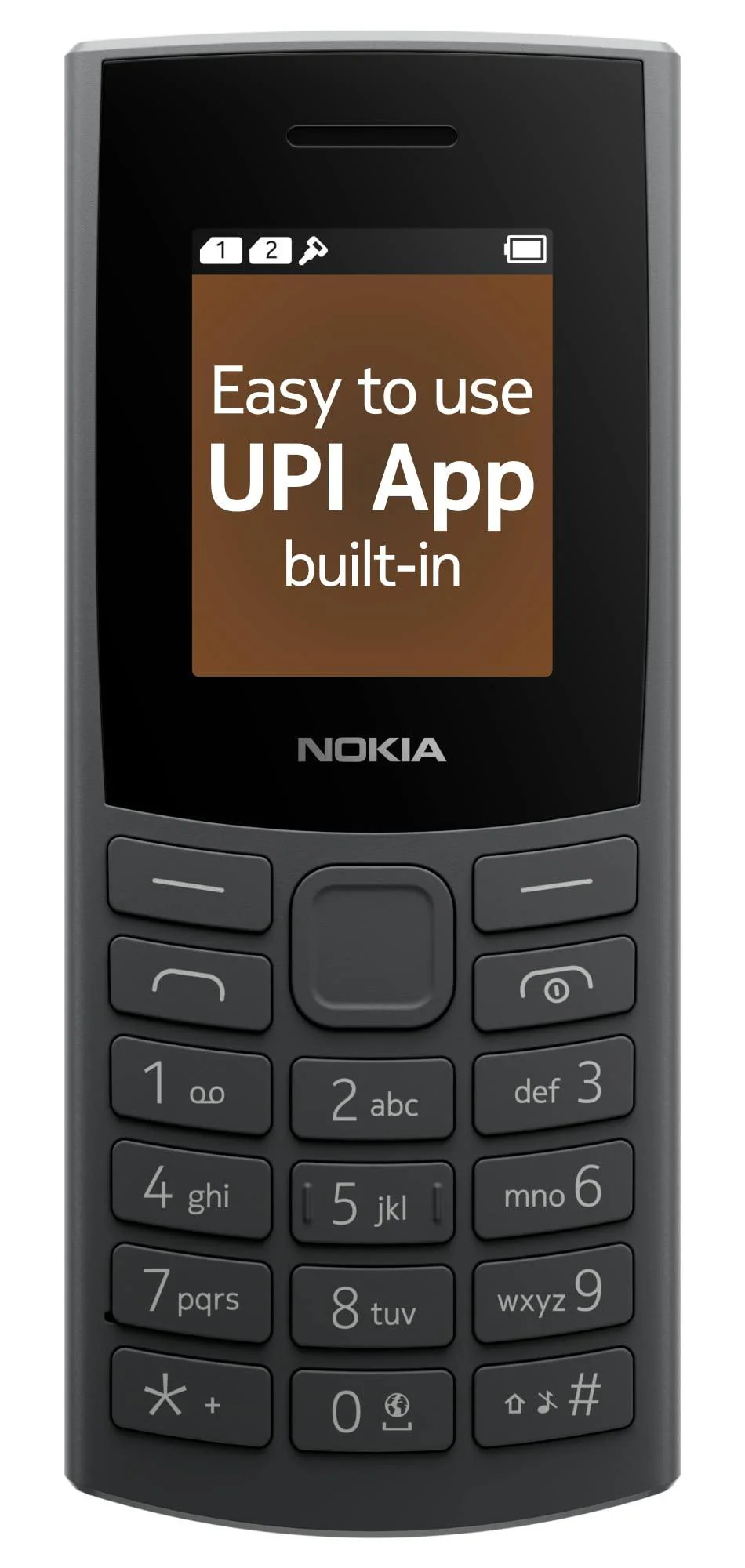 (Refurbished) Nokia 106 4G Keypad Phone with 4G, Built-in UPI Payments App, Long-Lasting Battery, Wireless FM Radio & MP3 Player, and MicroSD Card Slot | Charcoal