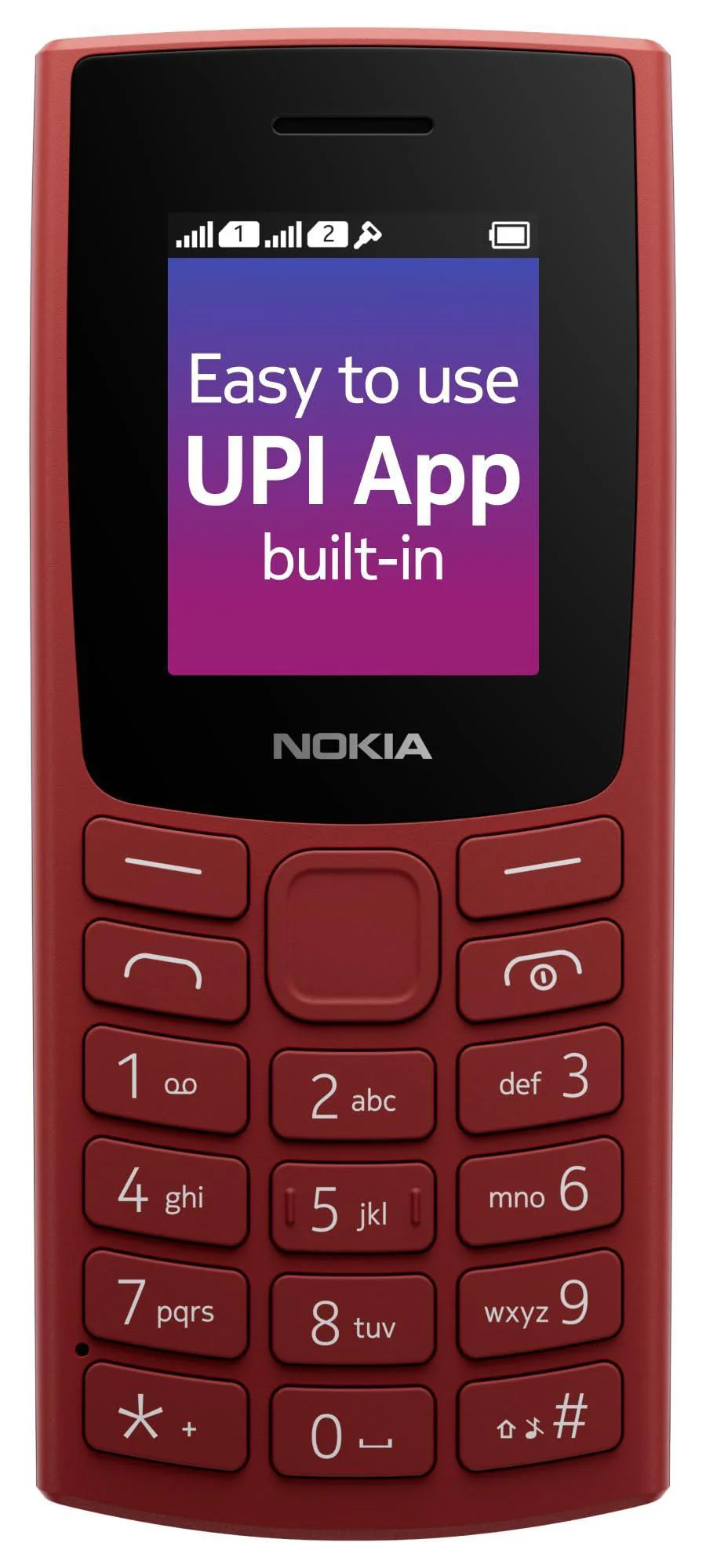 (Refurbished) Nokia 106 Dual Sim, Keypad Phone with Built-in UPI Payments App, Long-Lasting Battery, Wireless FM Radio & MP3 Player, and MicroSD Card Slot | Red