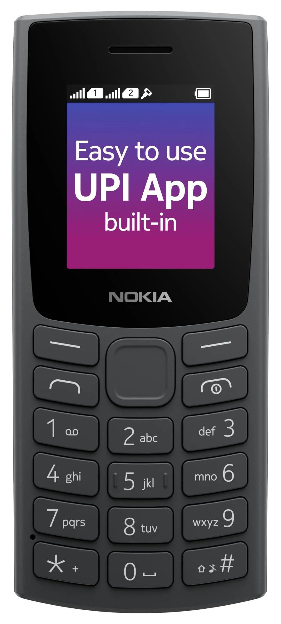 (Refurbished) Nokia 106 Single Sim, Keypad Phone with Built-in UPI Payments App, Long-Lasting Battery, Wireless FM Radio & MP3 Player, and MicroSD Card Slot | Charcoal