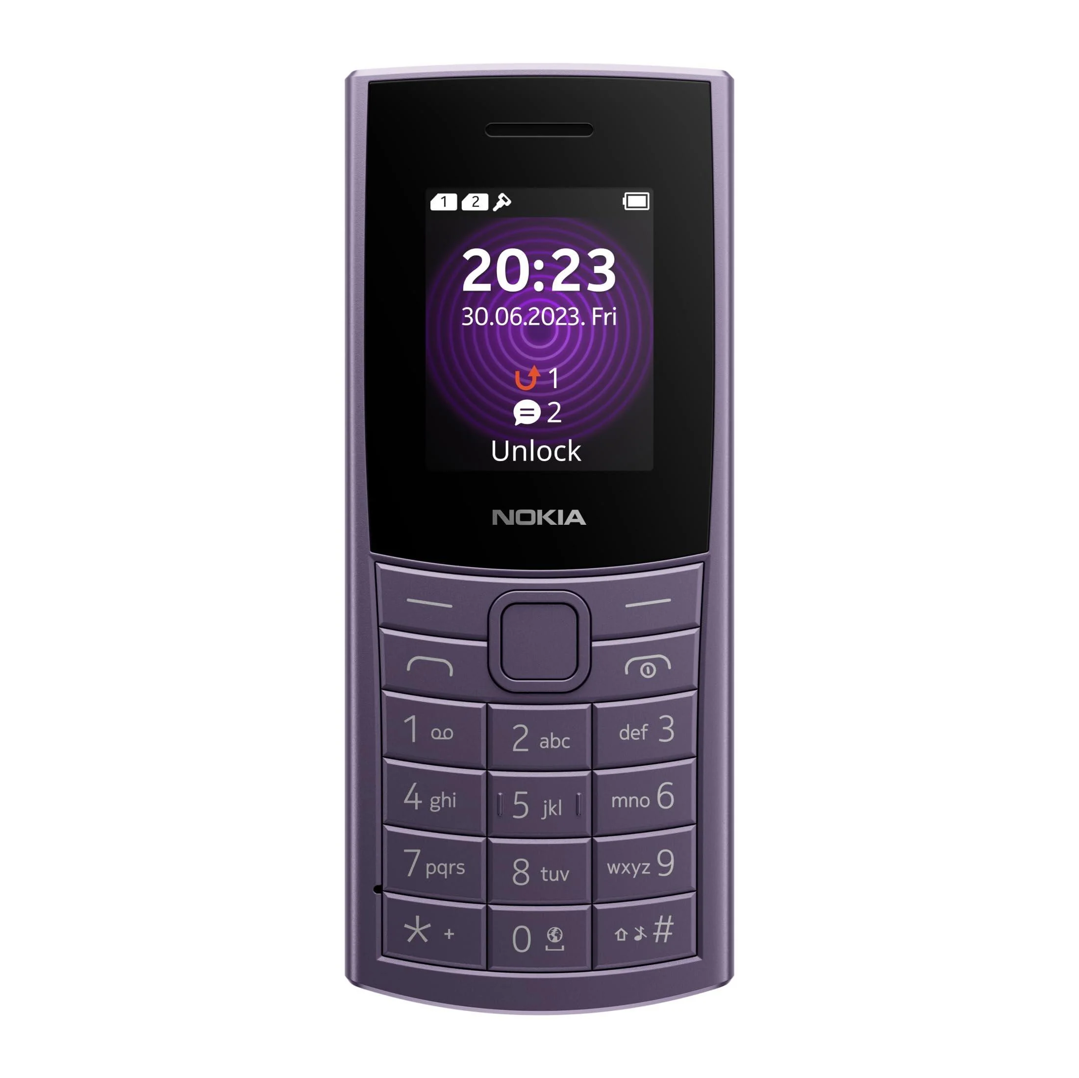 (Refurbished) Nokia 110 4G with 4G, Camera, Bluetooth, FM Radio, MP3 Player, MicroSD, Long-Lasting Battery, and pre-Loaded Games | Purple