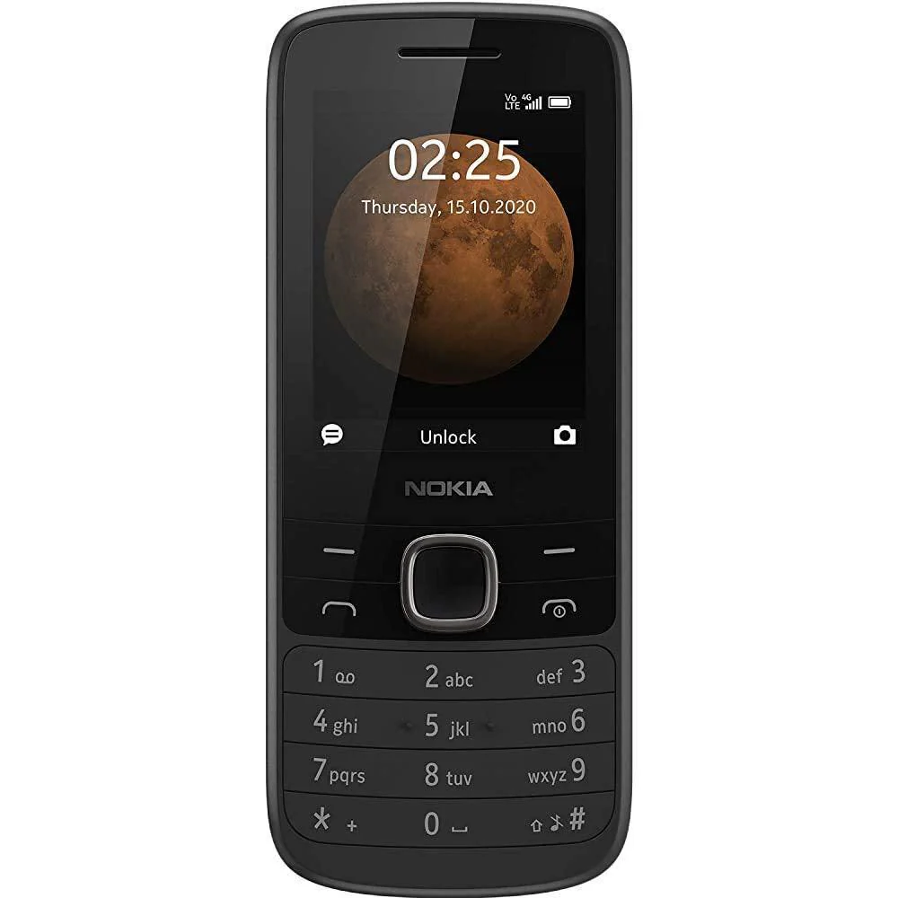 (Refurbished) Nokia 225 4G Dual SIM Feature Phone with Long Battery Life, Camera, Multiplayer Games, and Premium Finish – Black Colour