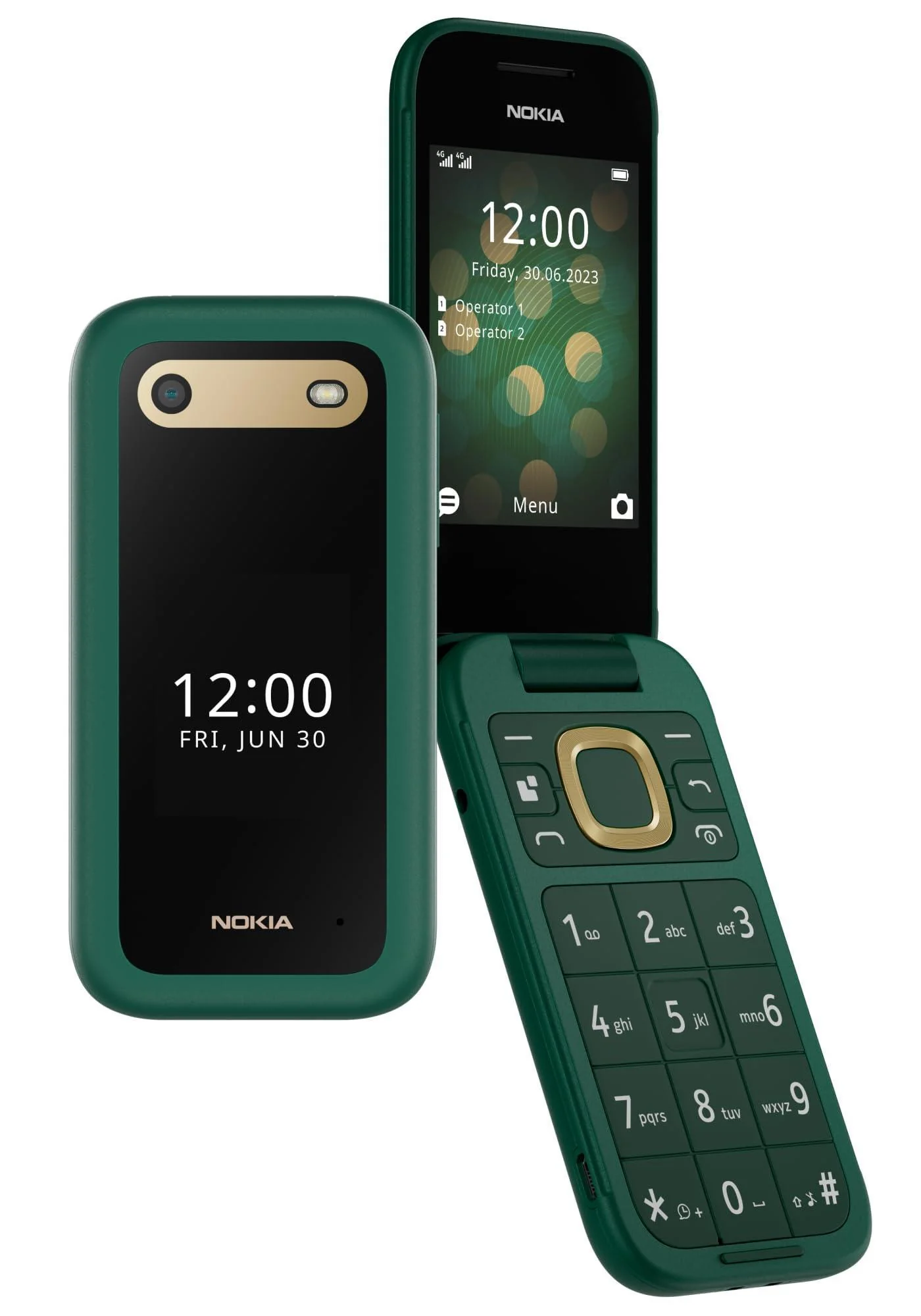 (Refurbished) Nokia 2660 Flip 4G Volte keypad Phone with Dual SIM, Dual Screen, inbuilt MP3 Player & Wireless FM Radio | Lush Green