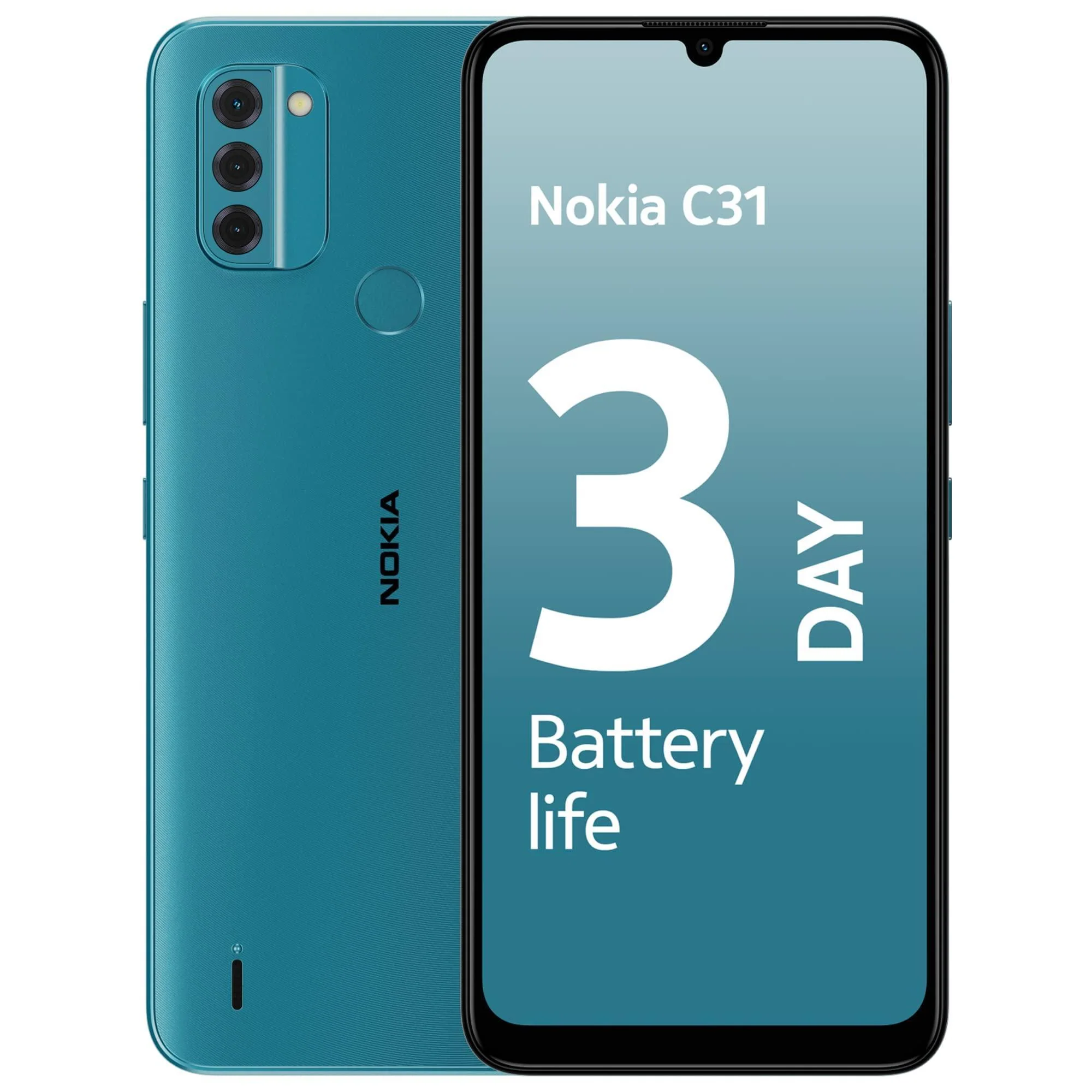 (Refurbished) Nokia C31, 6.74†HD+ Display, 13+2+2 MP Rear & 5MP Front Google Camera, 3-Day Battery Life, Android 12 | Cyan, 4+64GB