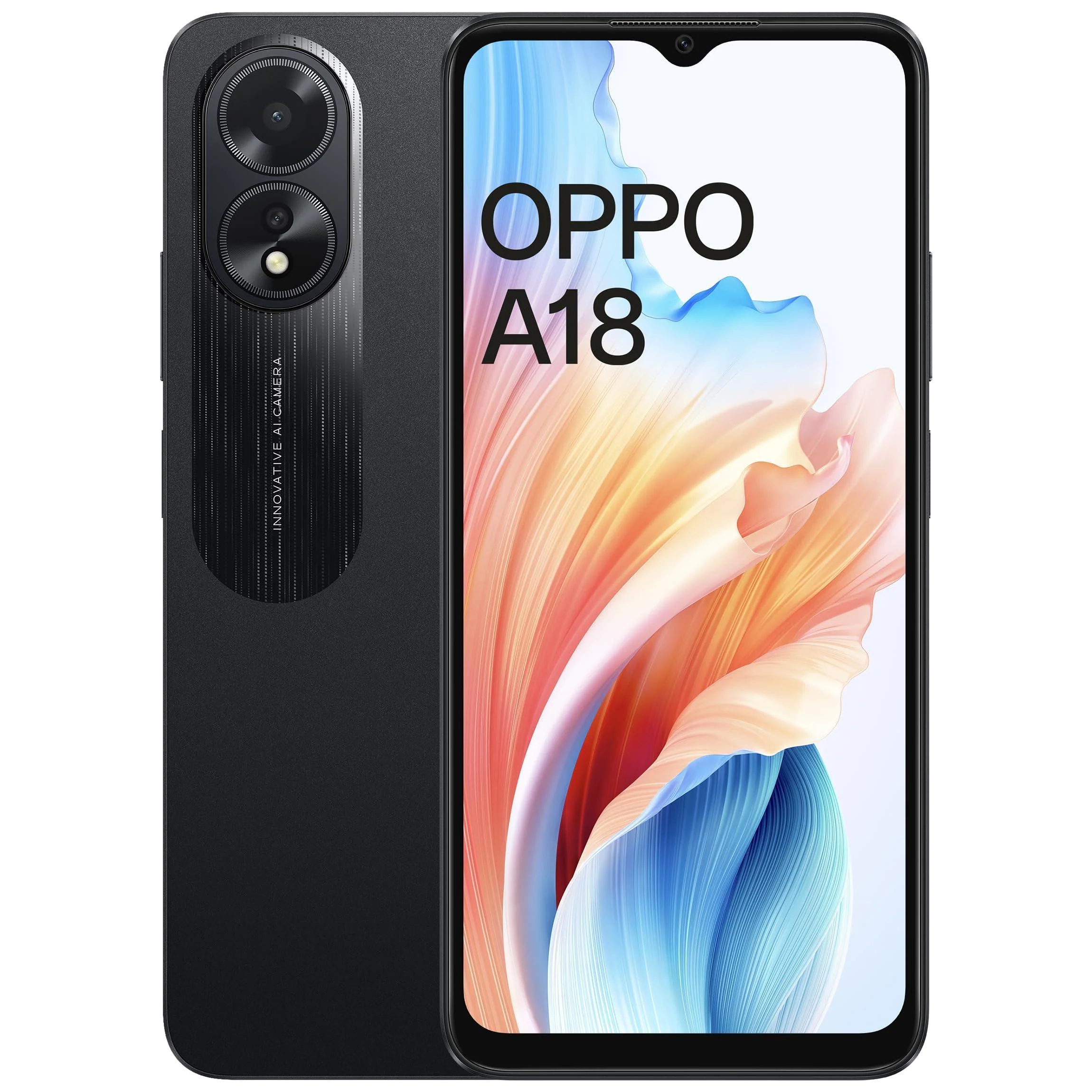 (Refurbished) OPPO A18 (Glowing Black, 4GB RAM, 64GB Storage) | 6.56" HD 90Hz Waterdrop Display | 5000 mAh Battery with No Cost EMI/Additional Exchange Offers