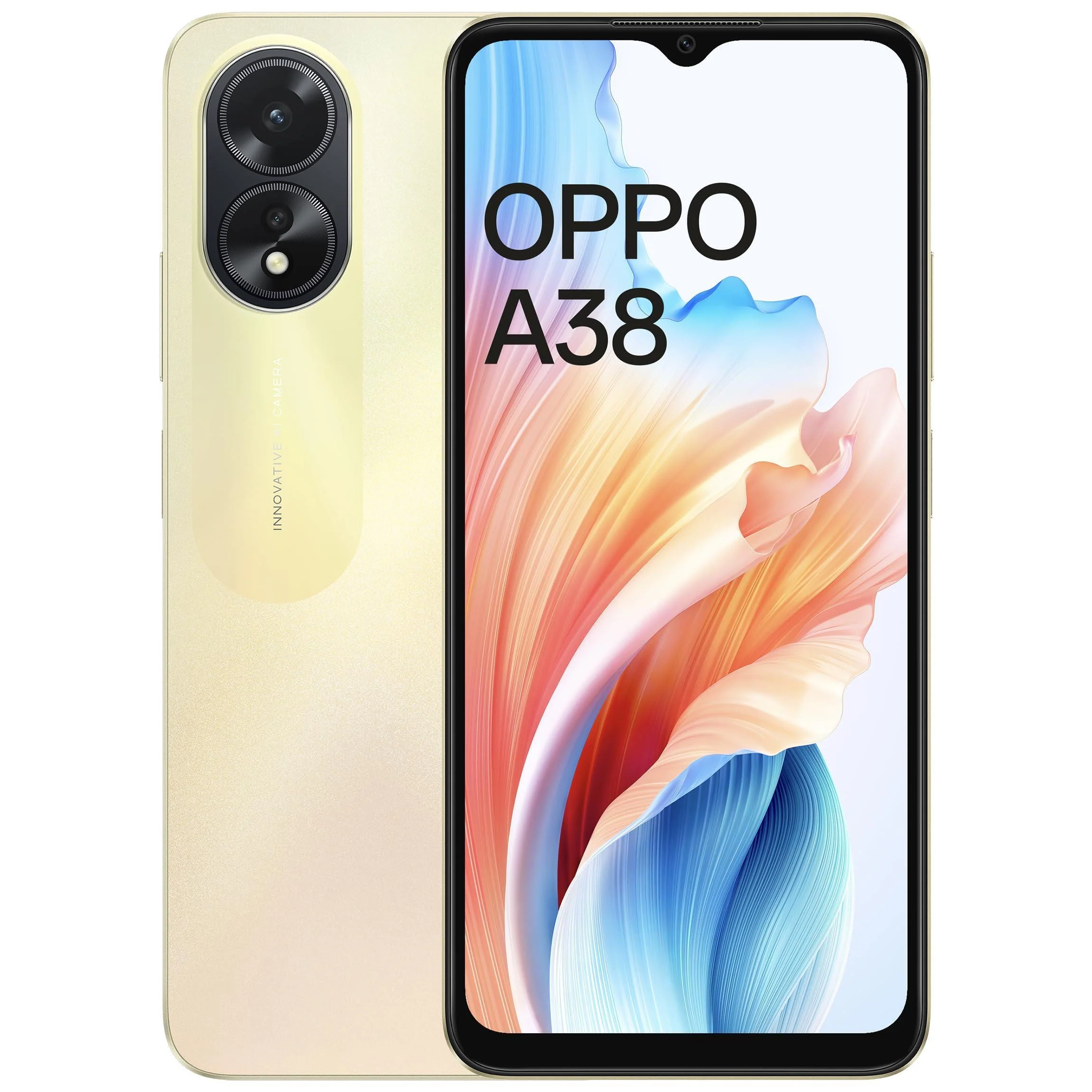 (Refurbished) OPPO A38 (Glowing Gold, 4GB RAM, 128GB Storage) | 5000 mAh Battery and 33W SUPERVOOC | 6.56" HD 90Hz Waterdrop Display | 50MP Rear AI Camera with No Cost EMI/Additional Exchange Offers