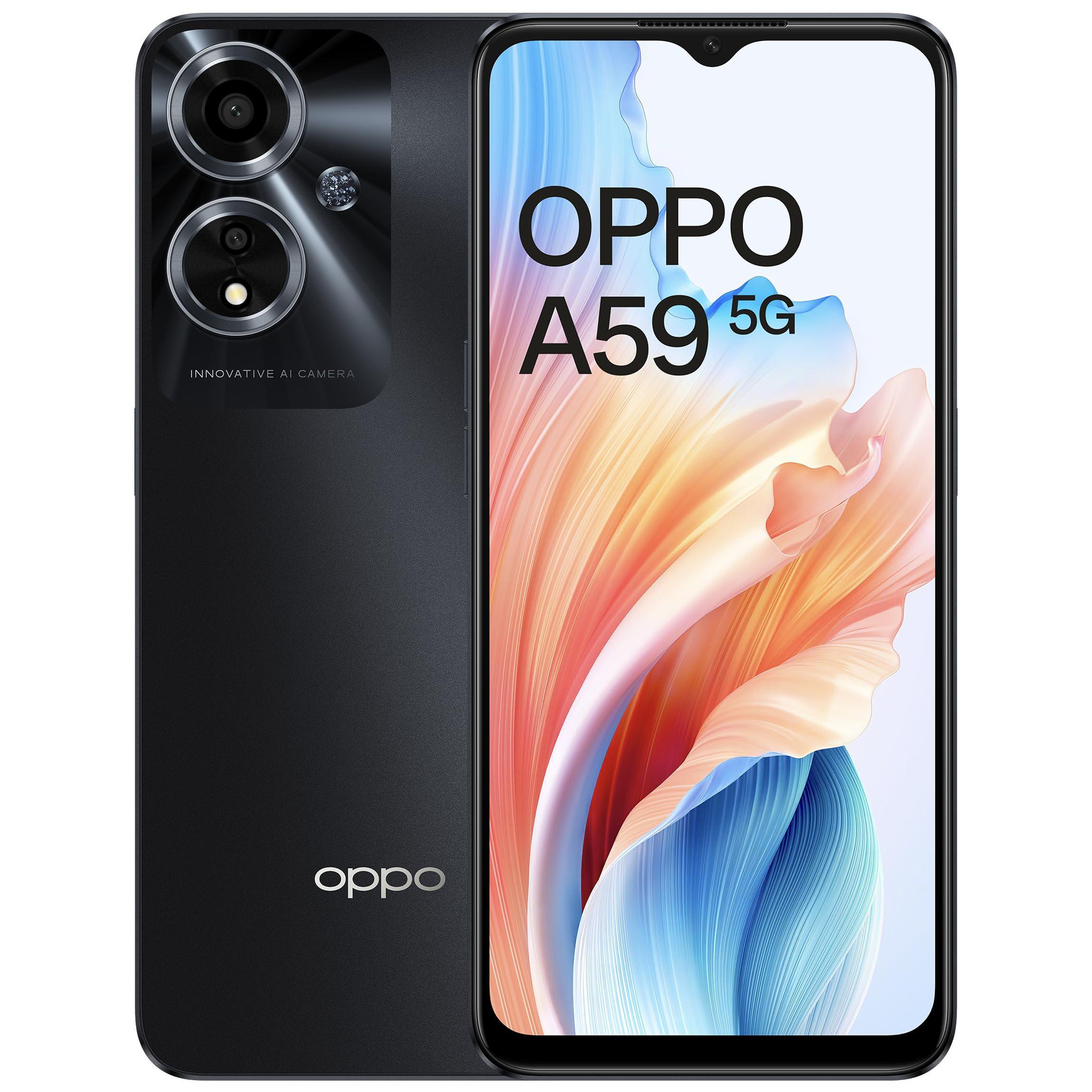 (Refurbished) OPPO A59 5G (Starry Black, 6GB RAM, 128GB Storage) | 5000 mAh Battery Used