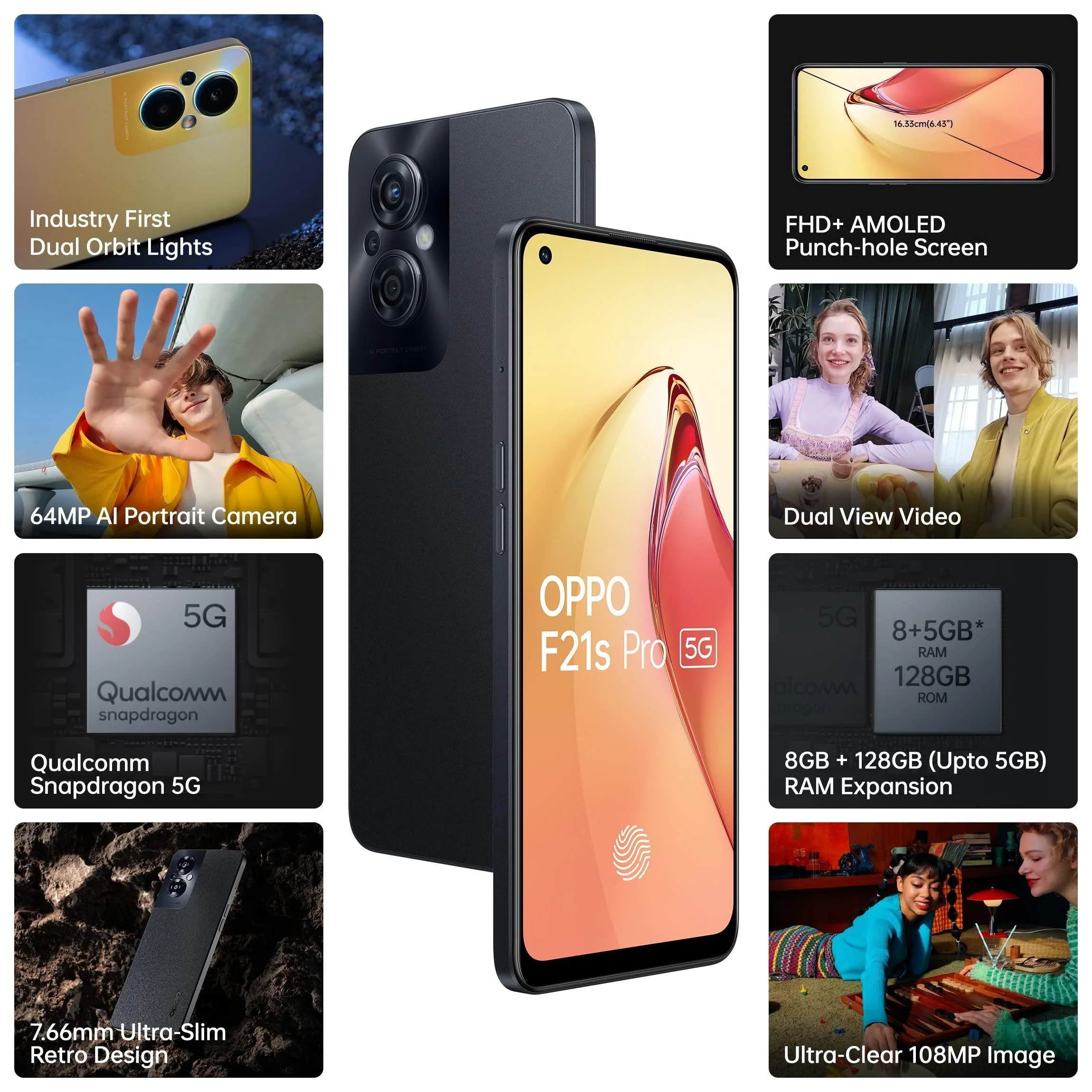 (Refurbished) OPPO F21s Pro 5G (Starlight Black, 8GB RAM, 128 Storage) with No Cost EMI/Additional Exchange Offers - Image 2