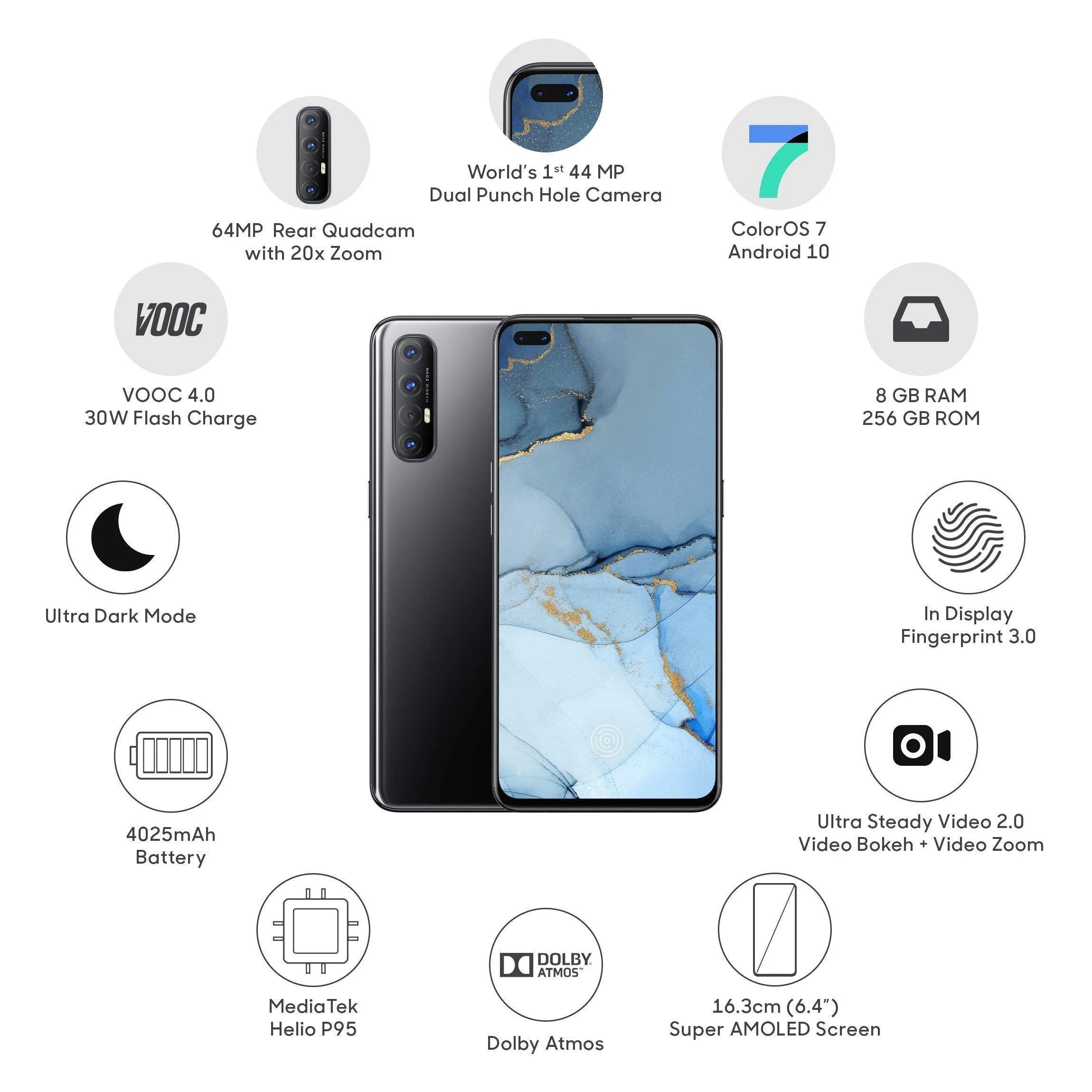 (Refurbished) OPPO Reno3 Pro (Midnight Black, 8GB RAM, 256GB Storage) - Image 5