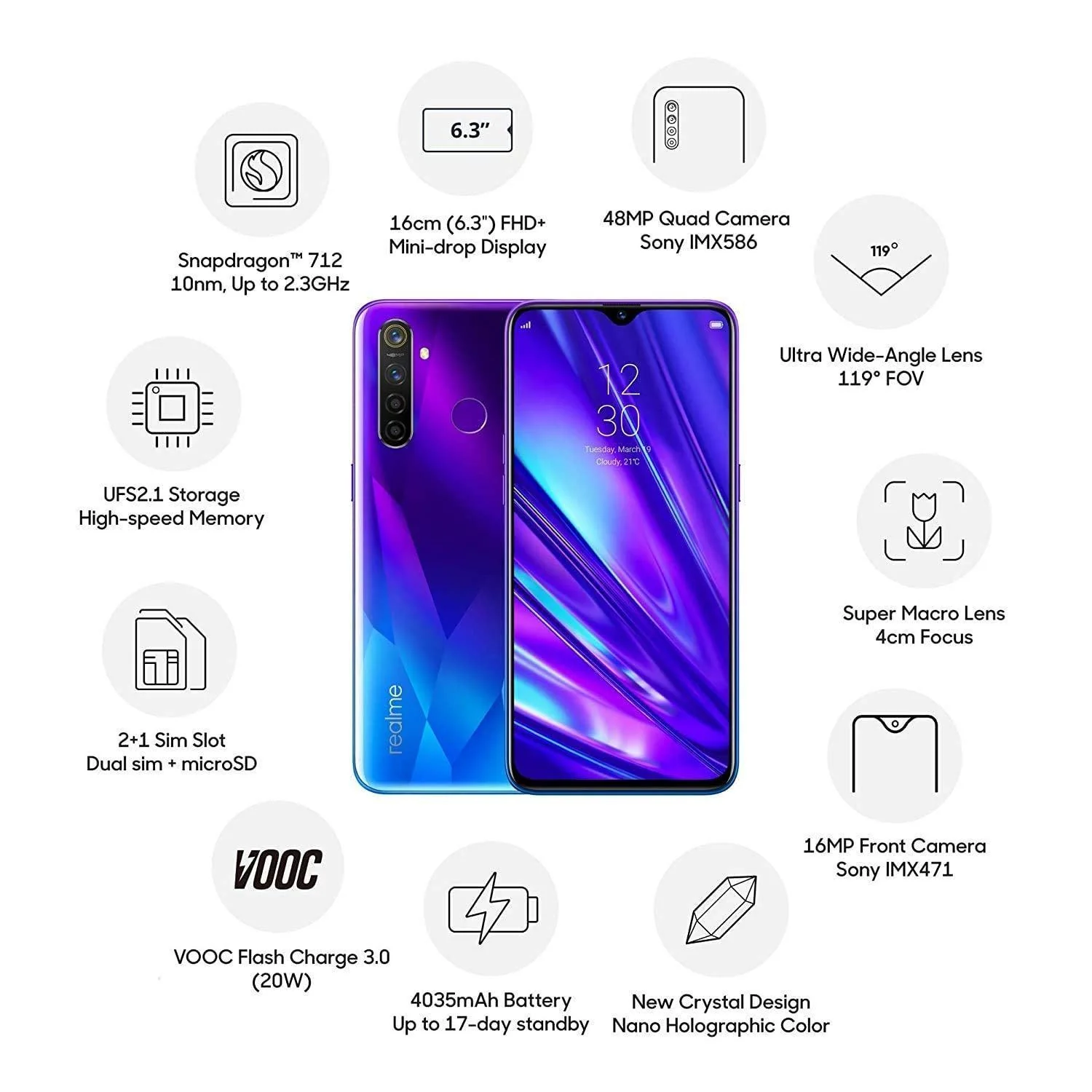 (Refurbished) Realme 5 Pro (Sparkling Blue, 64 GB) (4 GB RAM) - Image 2