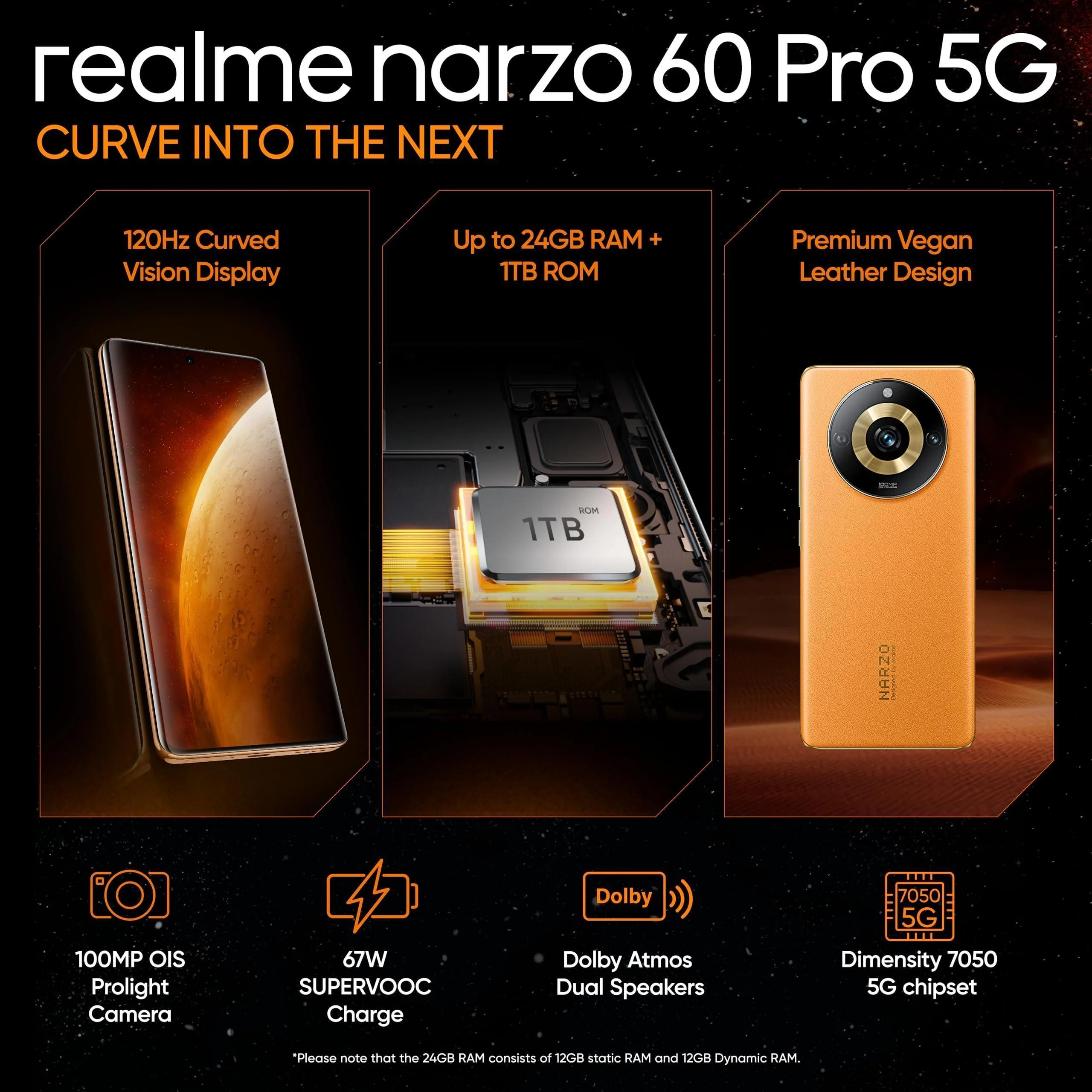 (Refurbished) realme narzo 60 Pro (Mars Orange,8GB+128GB) MediaTek Dimensity 7050 | 120 Hz Super Amoled Curved Display | 100 MP OIS Camera - Image 4