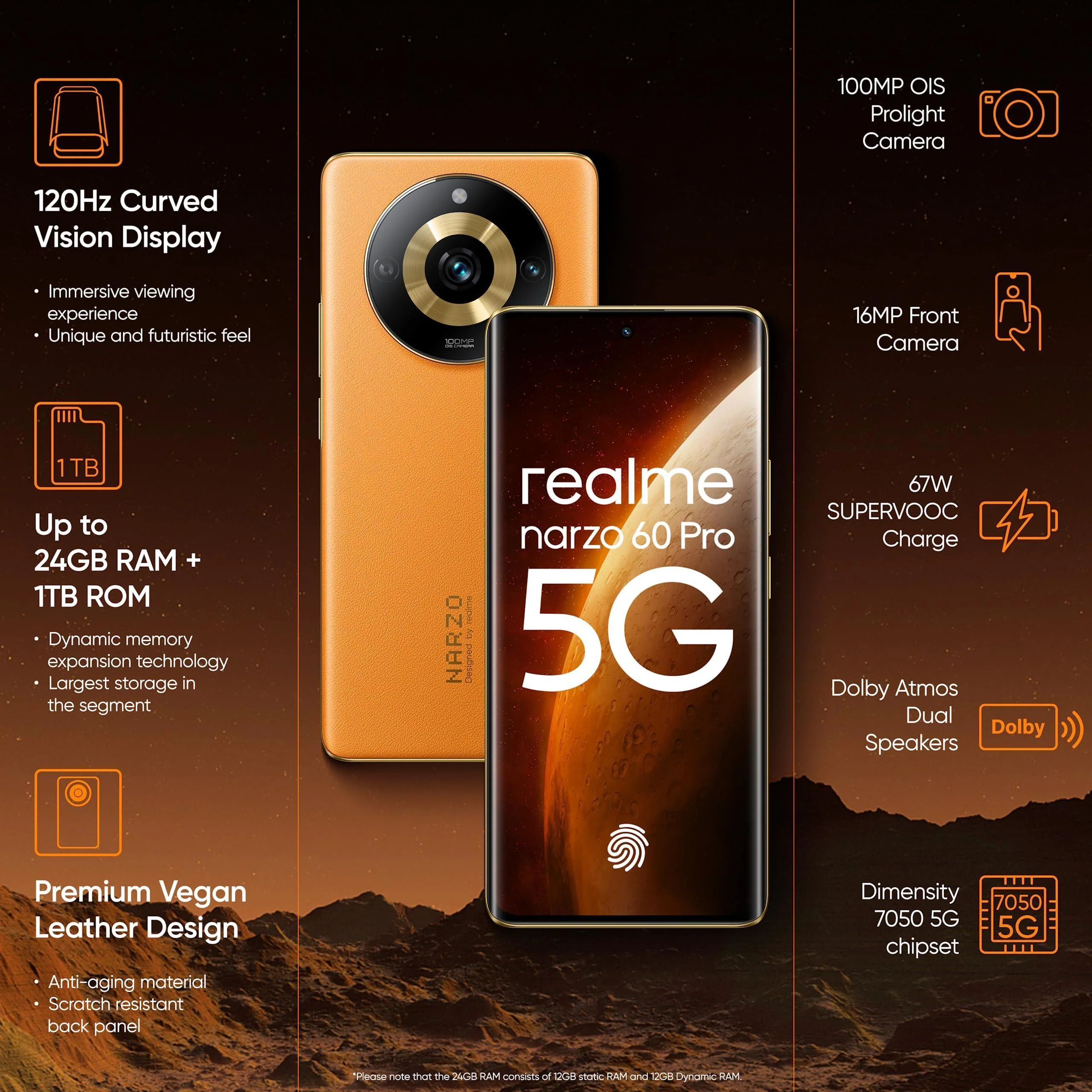 (Refurbished) realme narzo 60 Pro (Mars Orange,8GB+128GB) MediaTek Dimensity 7050 | 120 Hz Super Amoled Curved Display | 100 MP OIS Camera - Image 5
