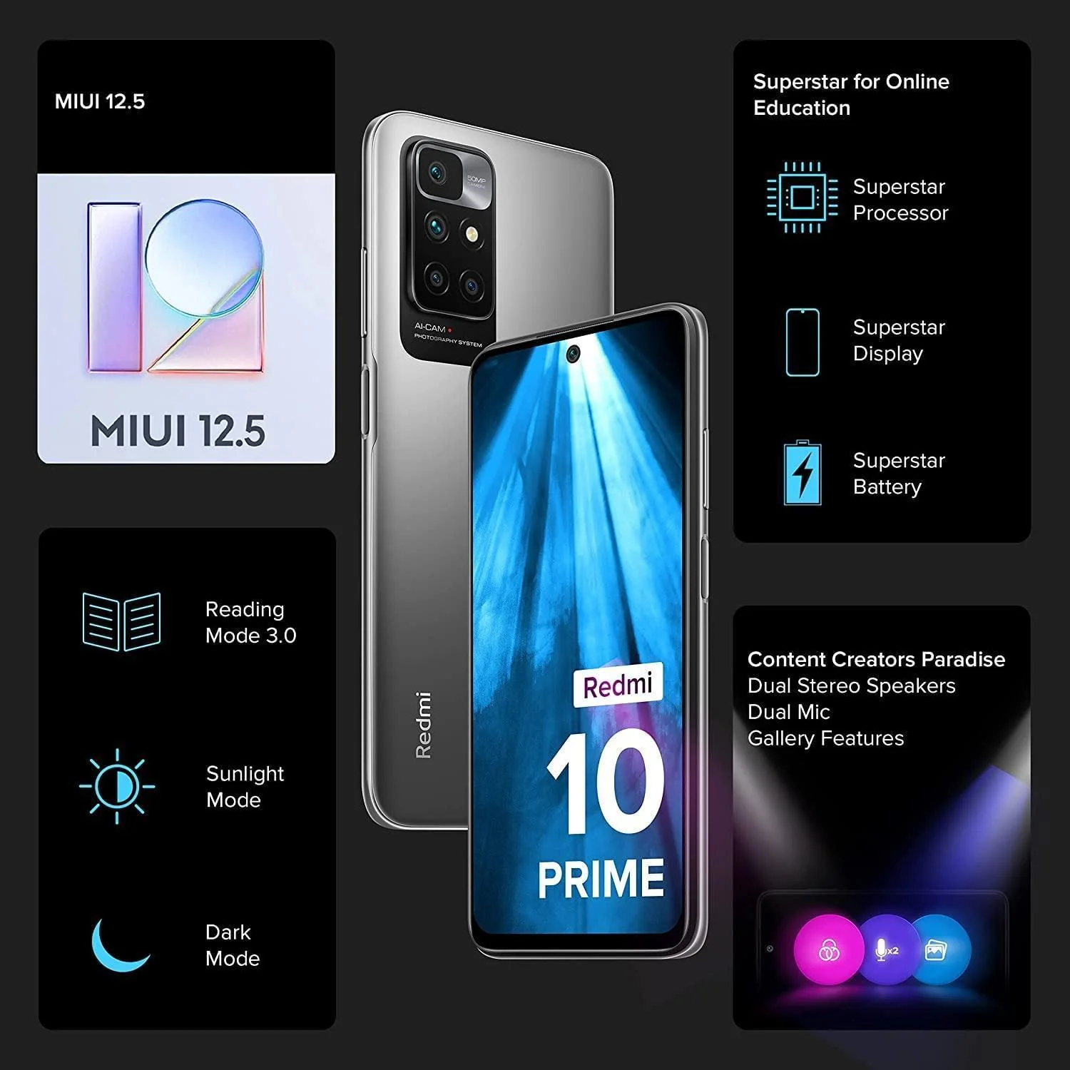 (Refurbished) Redmi 10 Prime (Phantom Black, 6GB RAM, 128GB ROM |Helio G88 with extendable RAM Upto 2GB |FHD+ 90Hz Adaptive Sync Display) - Image 5