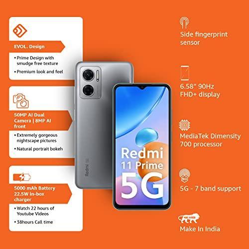 (Refurbished) Redmi 11 Prime 5G (Chrome Silver, 4GB RAM 64GB ROM) | Prime Design - Image 8