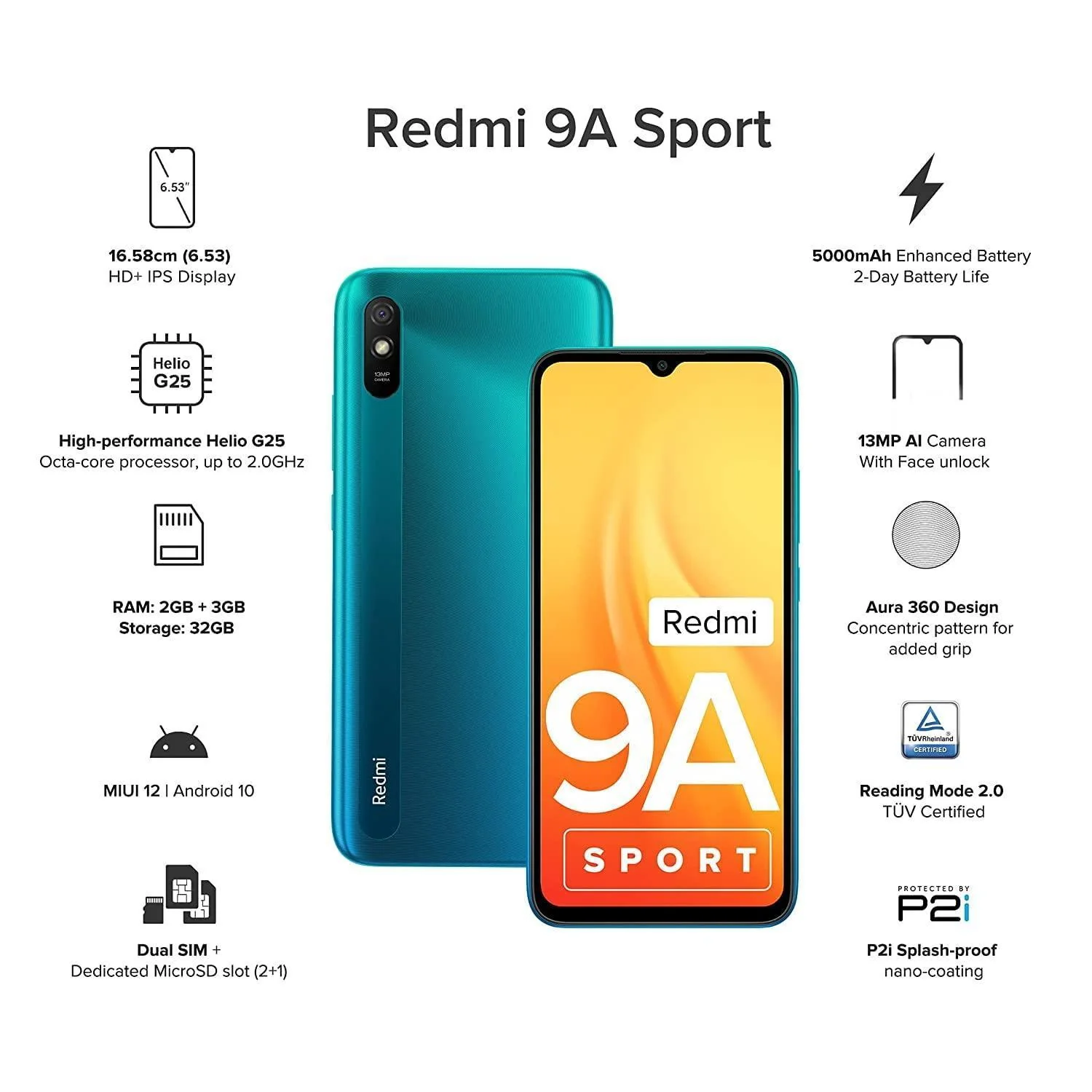 (Refurbished) Redmi 9A Sport (Coral Green, 2GB RAM, 32GB Storage) - Image 2