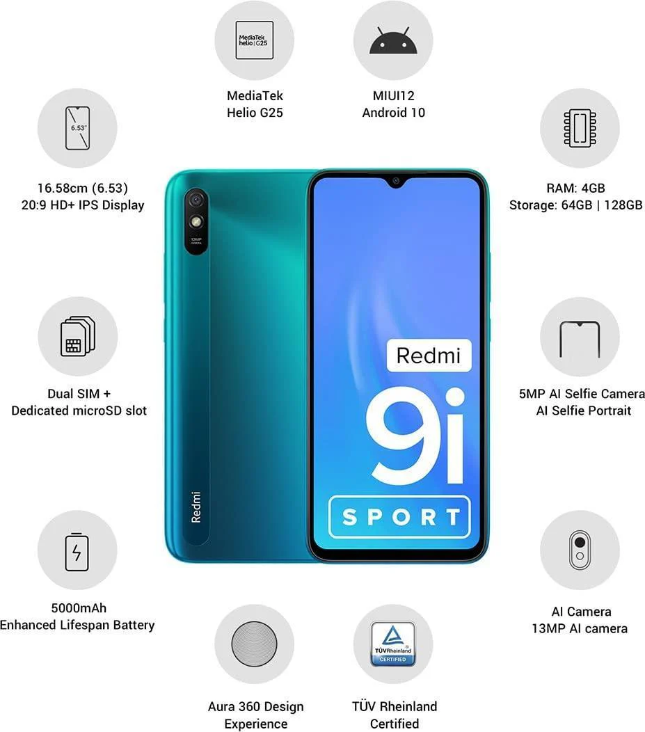 (Refurbished) REDMI 9i Sport (Coral Green, 64 GB) (4 GB RAM) - Image 3