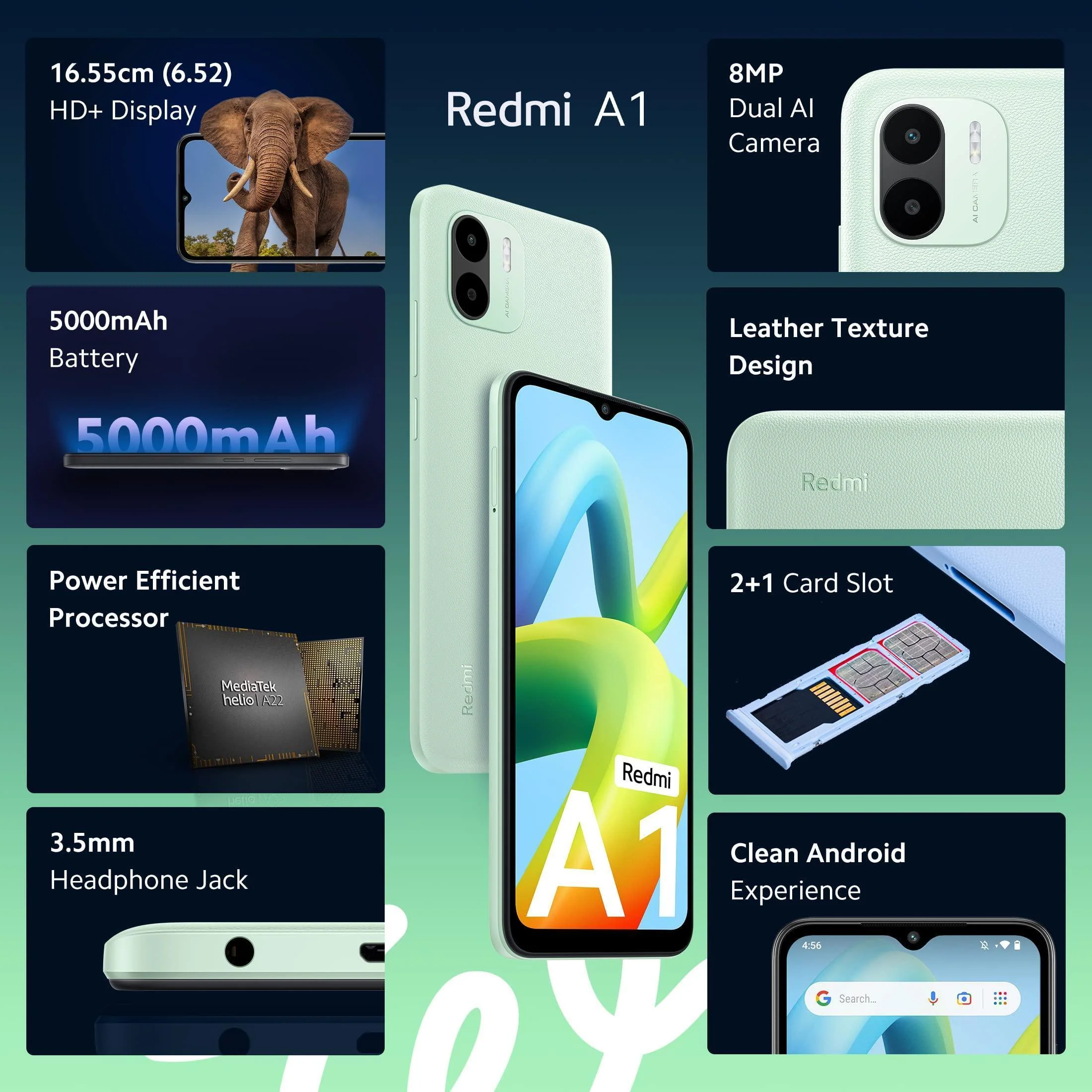 (Refurbished) Redmi A1 (Light Green, 2GB RAM 32GB ROM) | Segment Best AI Dual Cam | 5000mAh Battery | Leather Texture Design | Android 12 - Image 8