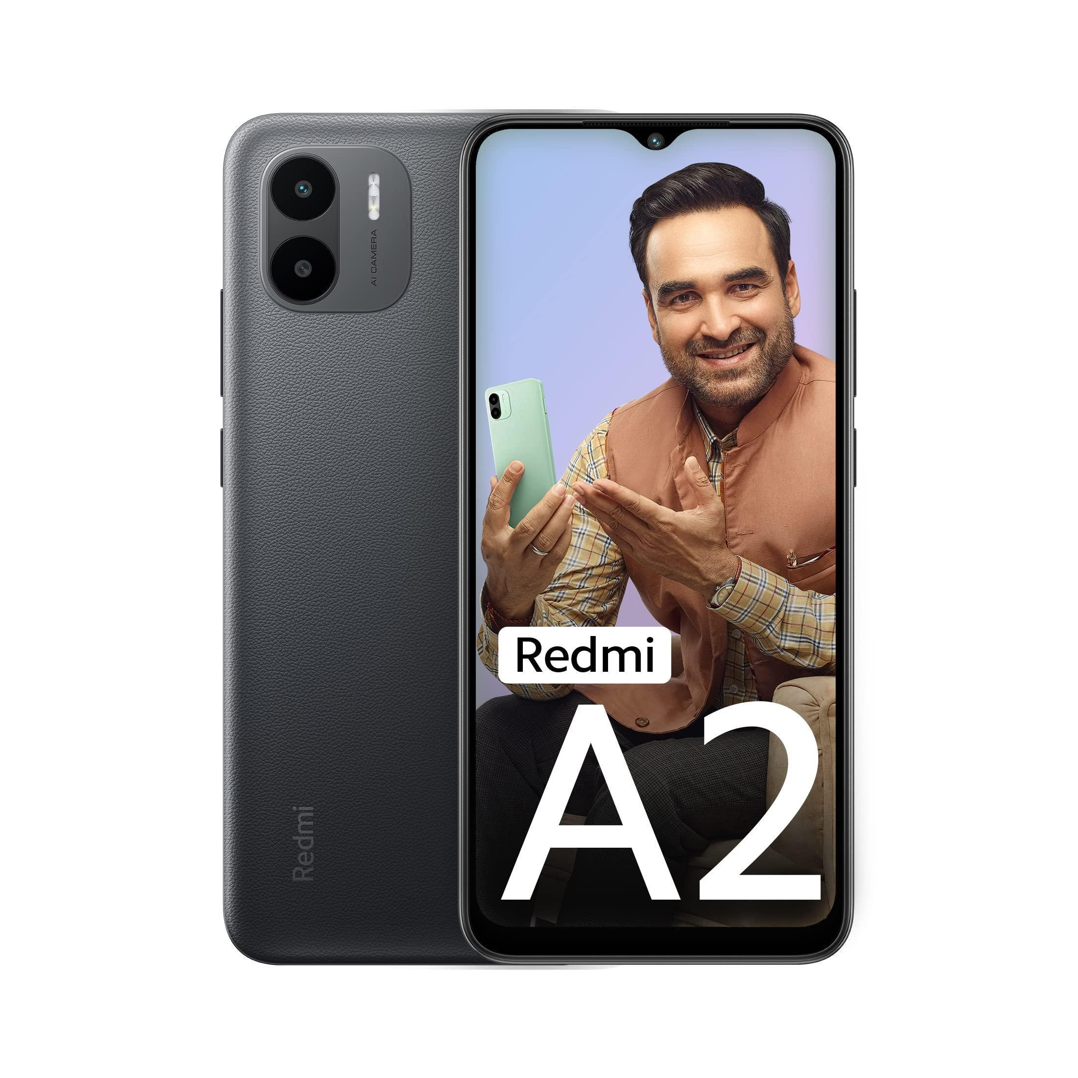(Refurbished) Redmi A2 (Classic Black, 2GB RAM, 64GB Storage)