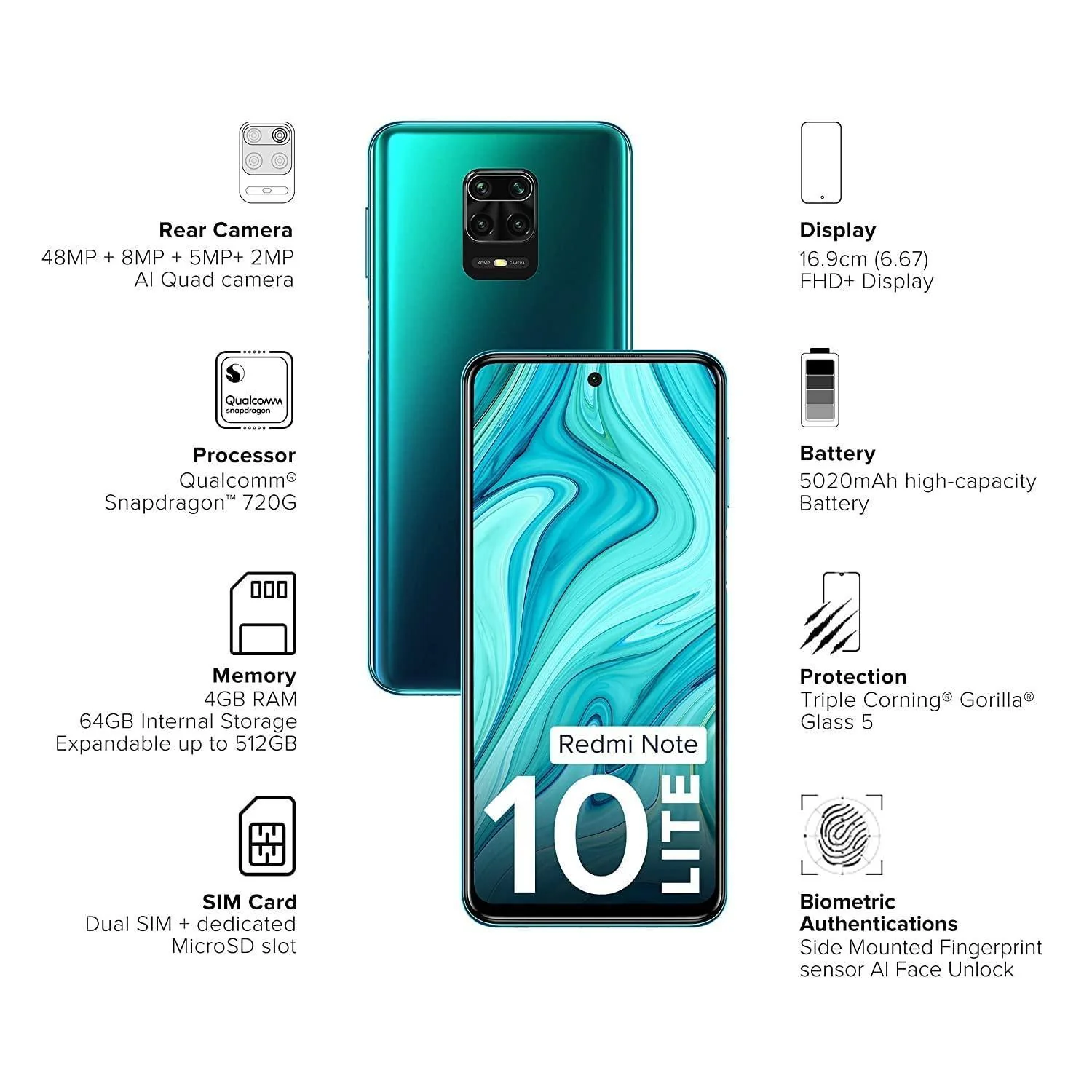 (Refurbished) Redmi Note 10 Lite (Aurora Blue, 4GB RAM, 64GB Storage) - Image 5